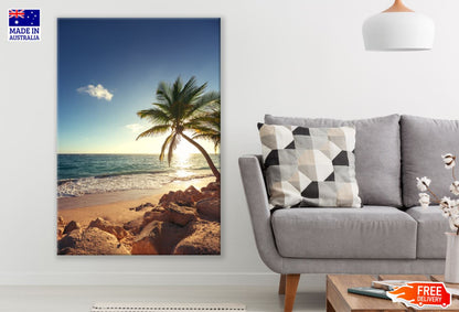 Palm Tree Sunset Sea Scenery View Print 100% Australian Made