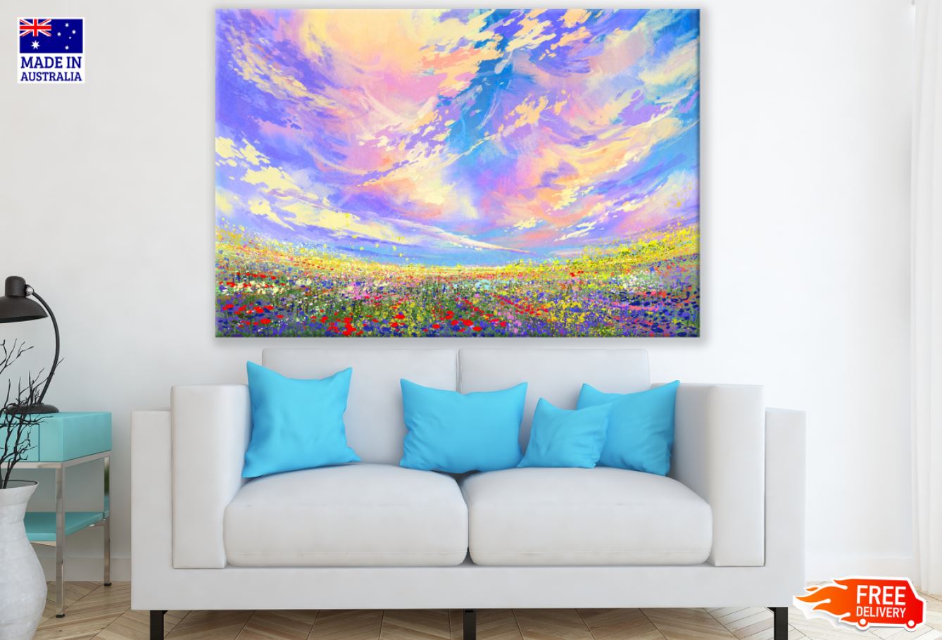 Colorful Flowers Watercolor Paint Print 100% Australian Made