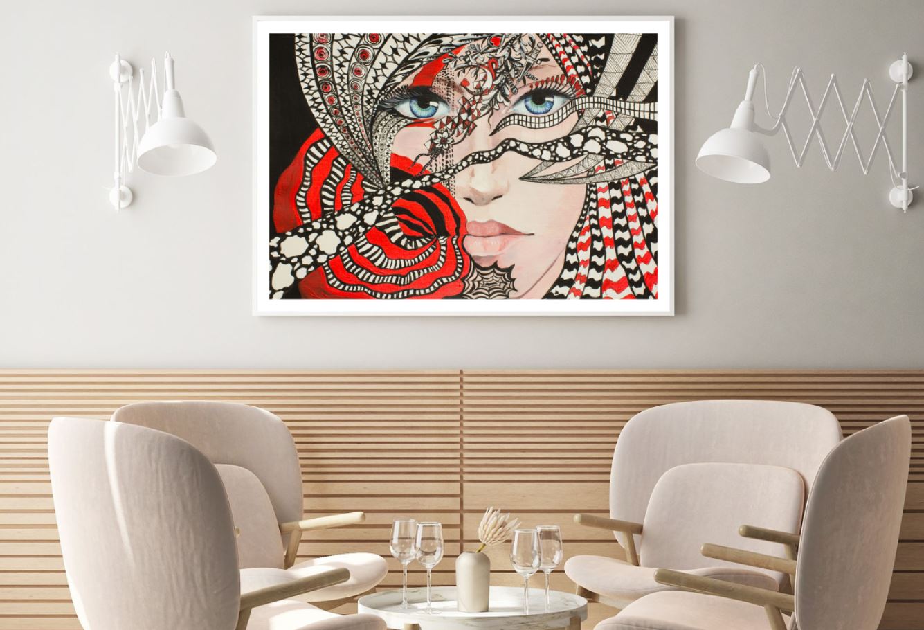 Girl Portrait & Abstract Painting Home Decor Premium Quality Poster Print Choose Your Sizes