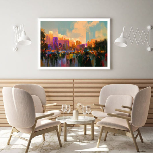 City & People Watercolor Painting Home Decor Premium Quality Poster Print Choose Your Sizes