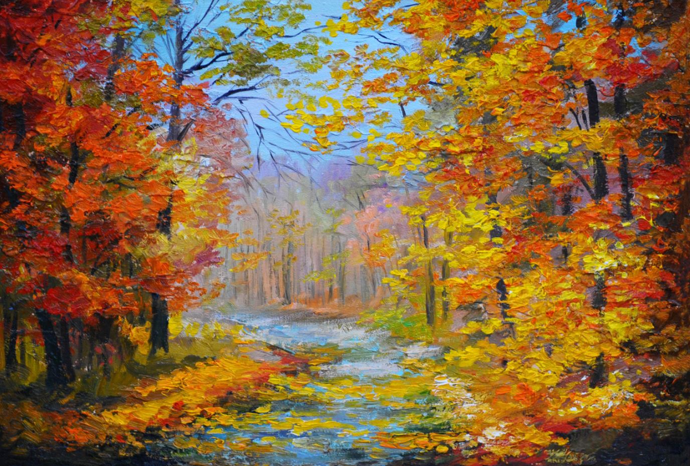 Colorful Forest Oil Painting Print 100% Australian Made