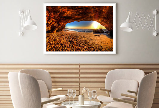 Sea Rock Cave Sunset Photograph Home Decor Premium Quality Poster Print Choose Your Sizes