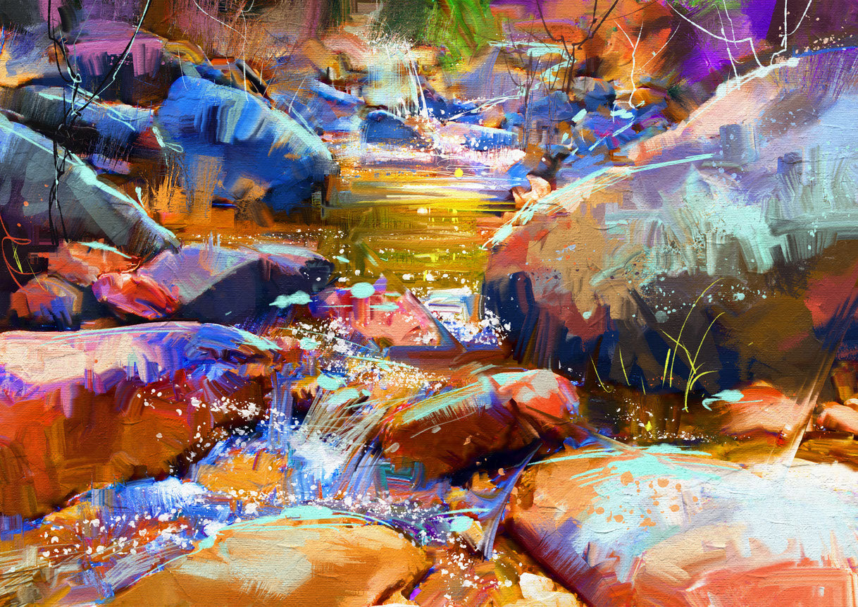 River Abstract Watercolor Paint Print 100% Australian Made