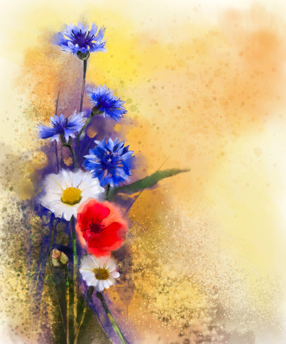 Colorful Flowers Watercolor Paint Print 100% Australian Made