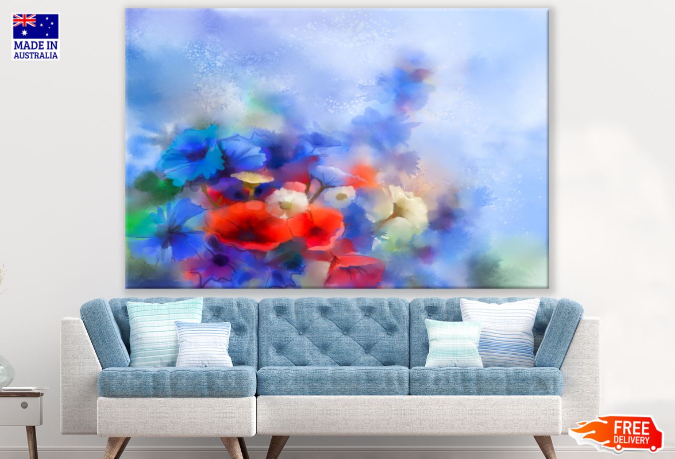 Colorful Flowers Watercolor Paint Print 100% Australian Made
