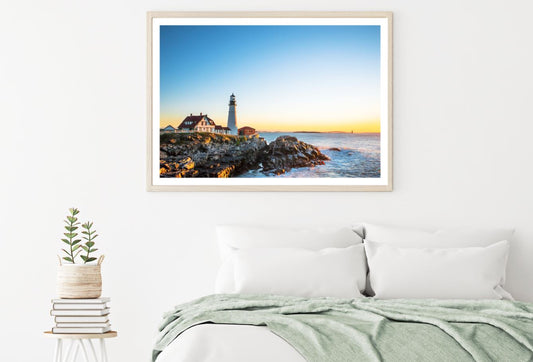 House & Light House Near Sea View Home Decor Premium Quality Poster Print Choose Your Sizes