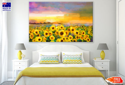 Sunflowers Field Oil Painting Print 100% Australian Made