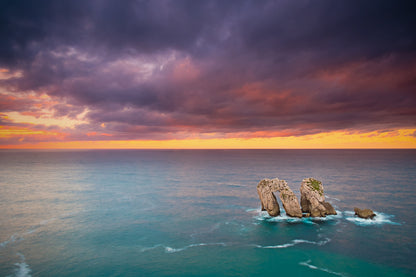 Rocks on Sea Sunset Photograph Paint Print 100% Australian Made