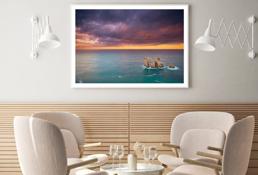 Rocks on Sea Sunset Photograph Home Decor Premium Quality Poster Print Choose Your Sizes