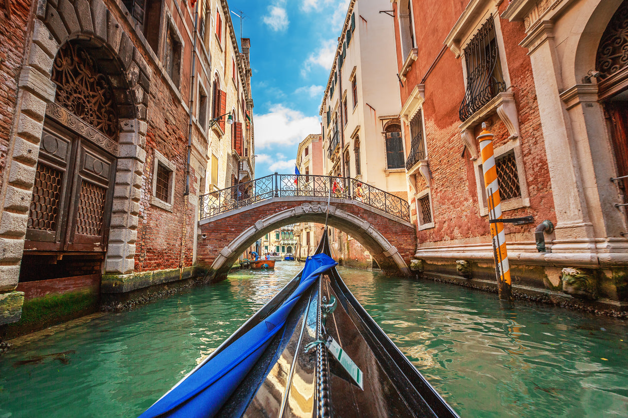 Boat on Canal in Italy Photograph Paint Print 100% Australian Made