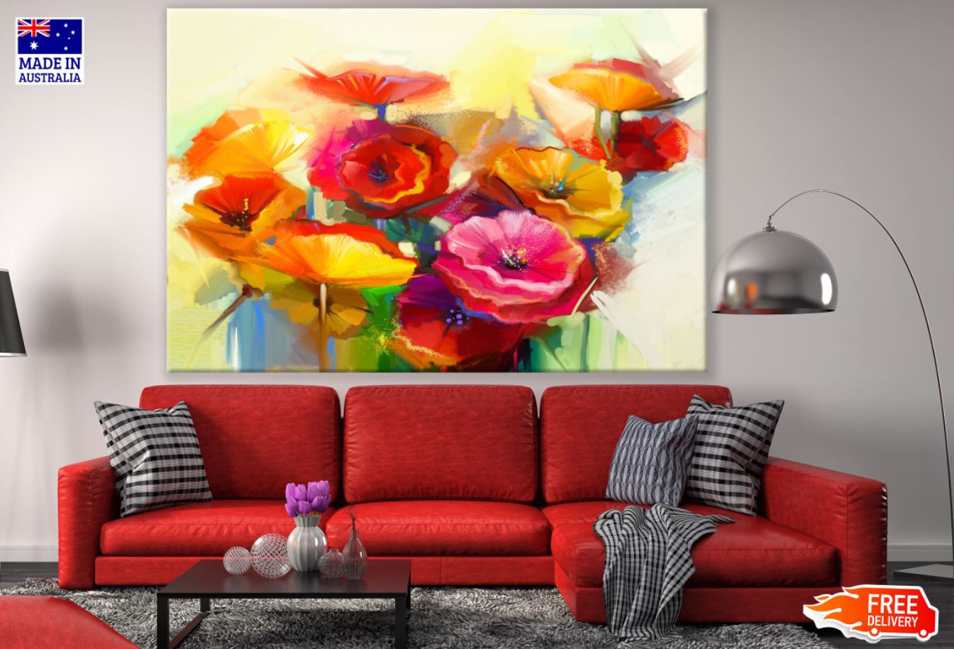 Colorful Flowers Watercolor Paint Print 100% Australian Made