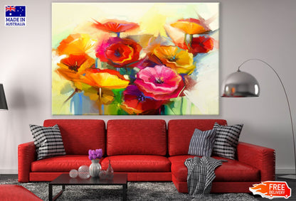 Colorful Flowers Watercolor Paint Print 100% Australian Made