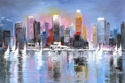 City Buildings Oil Painting Print 100% Australian Made