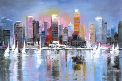 City Buildings Oil Painting Home Decor Premium Quality Poster Print Choose Your Sizes