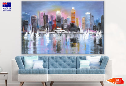 City Buildings Oil Painting Print 100% Australian Made