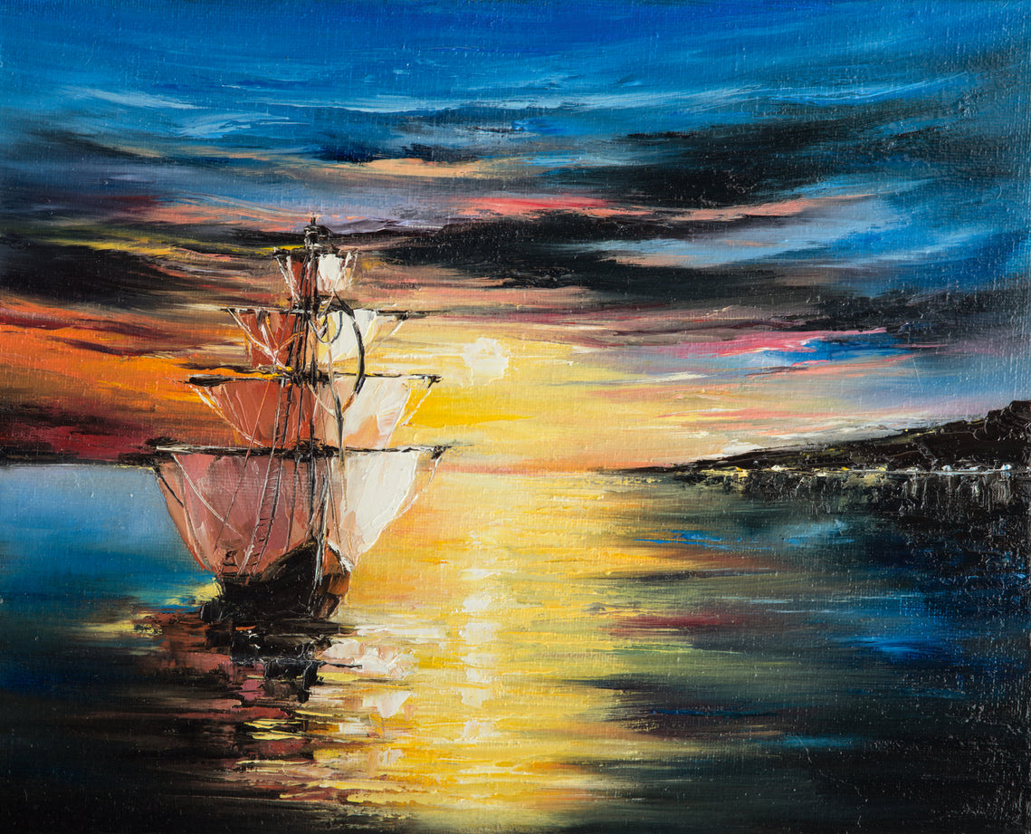 Ship on Sea Oil Painting Home Decor Premium Quality Poster Print Choose Your Sizes