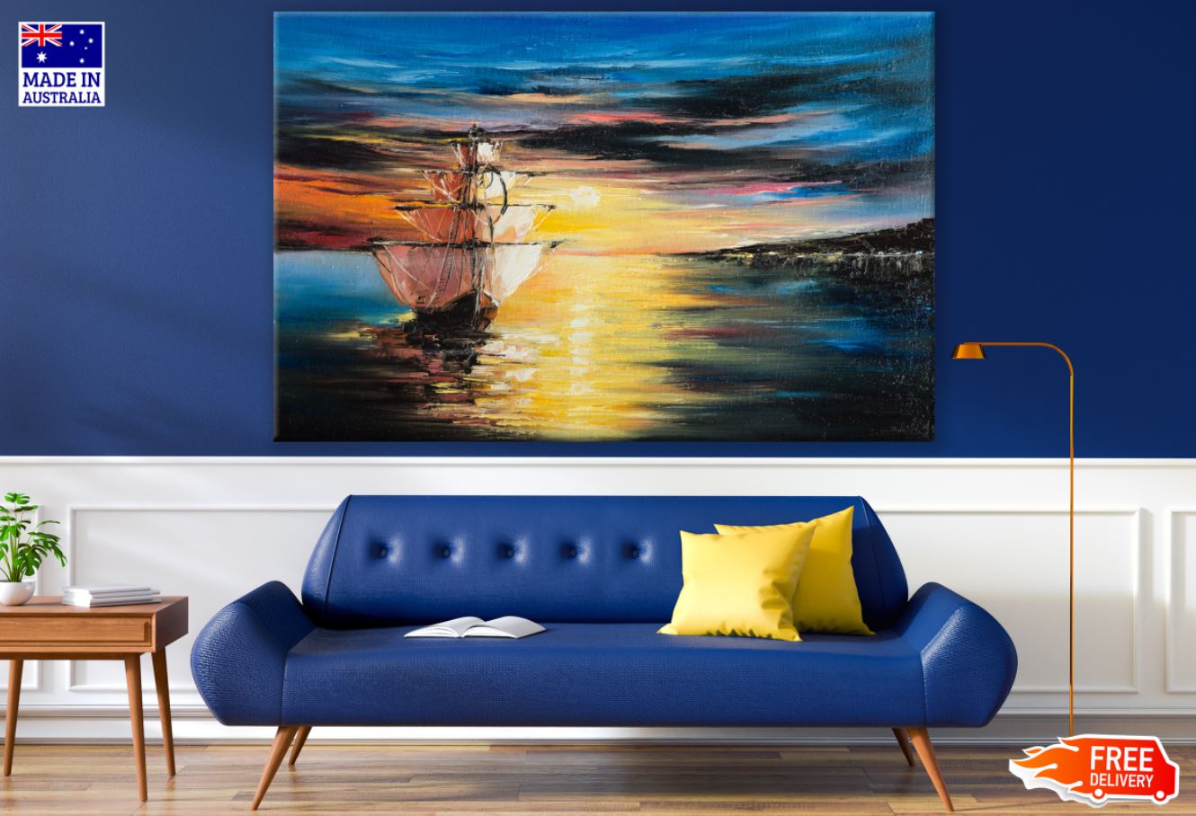 Ship on Sea Oil Painting Print 100% Australian Made