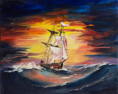 Ship on Sea Oil Painting Print 100% Australian Made