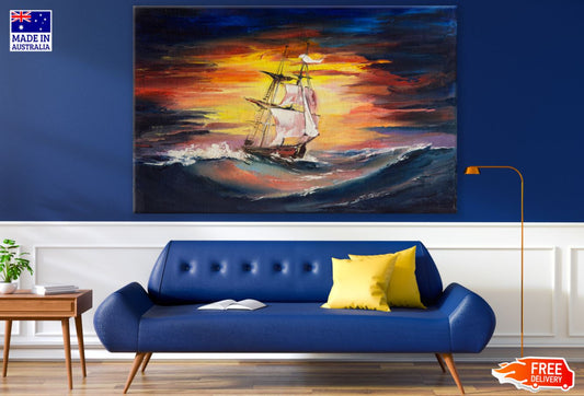 Ship on Sea Oil Painting Print 100% Australian Made
