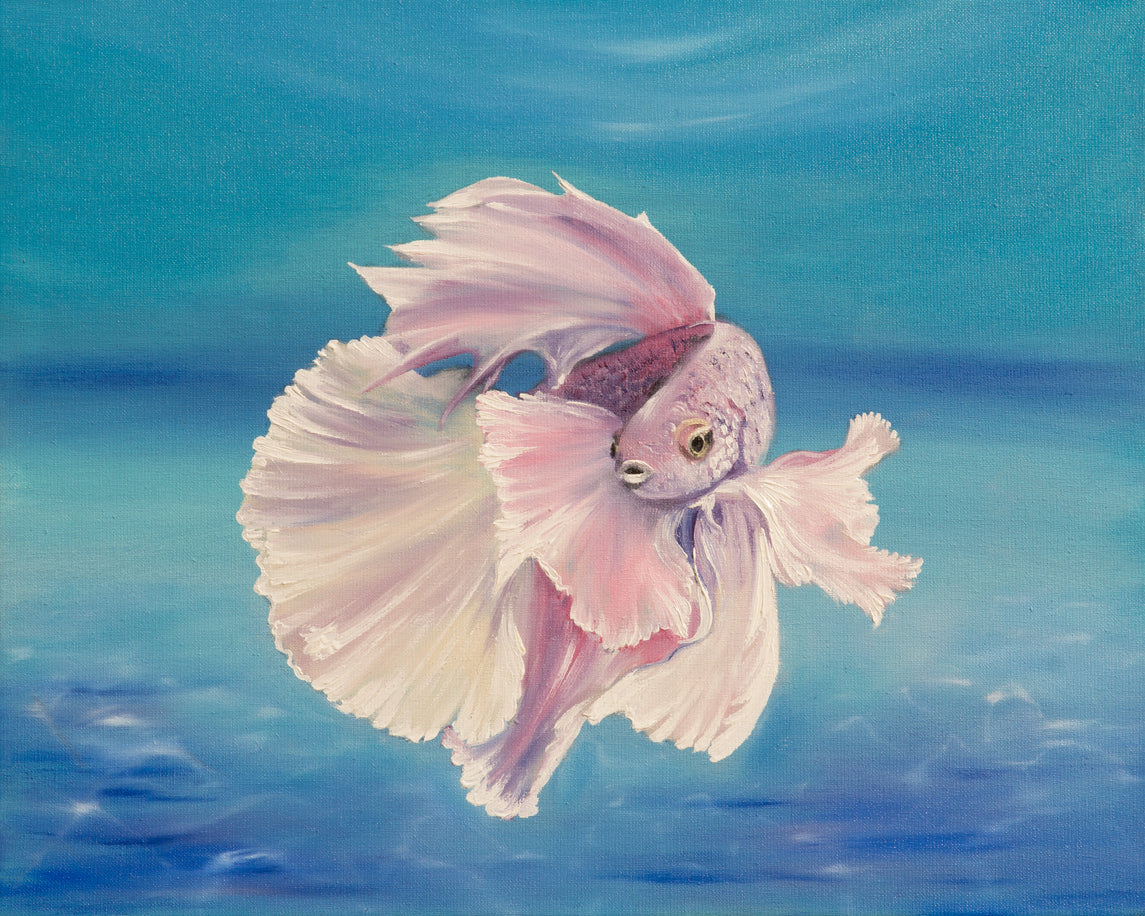 Pink Fish Oil Painting Home Decor Premium Quality Poster Print Choose Your Sizes