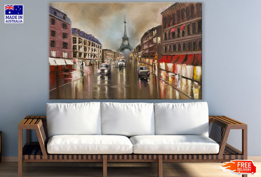 Eiffel Tower & Street Oil Paint Print 100% Australian Made