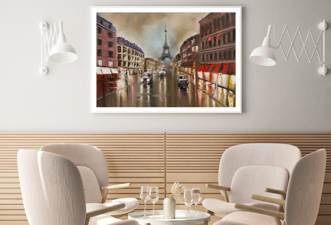 Eiffel Tower & Street Oil Paint Home Decor Premium Quality Poster Print Choose Your Sizes