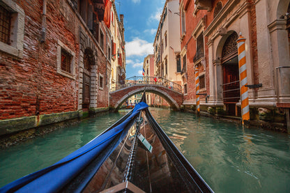 Boat on Canal in Italy Photograph Paint Print 100% Australian Made