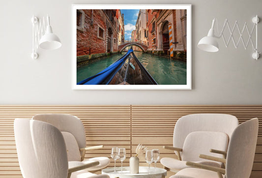 Boat on Canal in Italy Photograph Home Decor Premium Quality Poster Print Choose Your Sizes