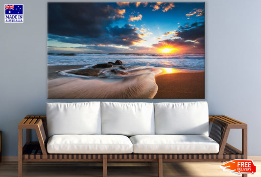 Sunset Sea Scenery Photograph Paint Print 100% Australian Made