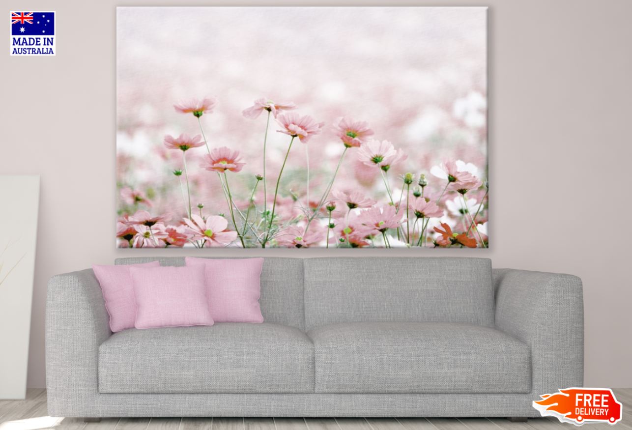 Pink Flower Field View Photograph Print 100% Australian Made