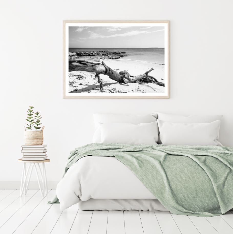 Dead Tree on Beach B&W Photograph Home Decor Premium Quality Poster Print Choose Your Sizes