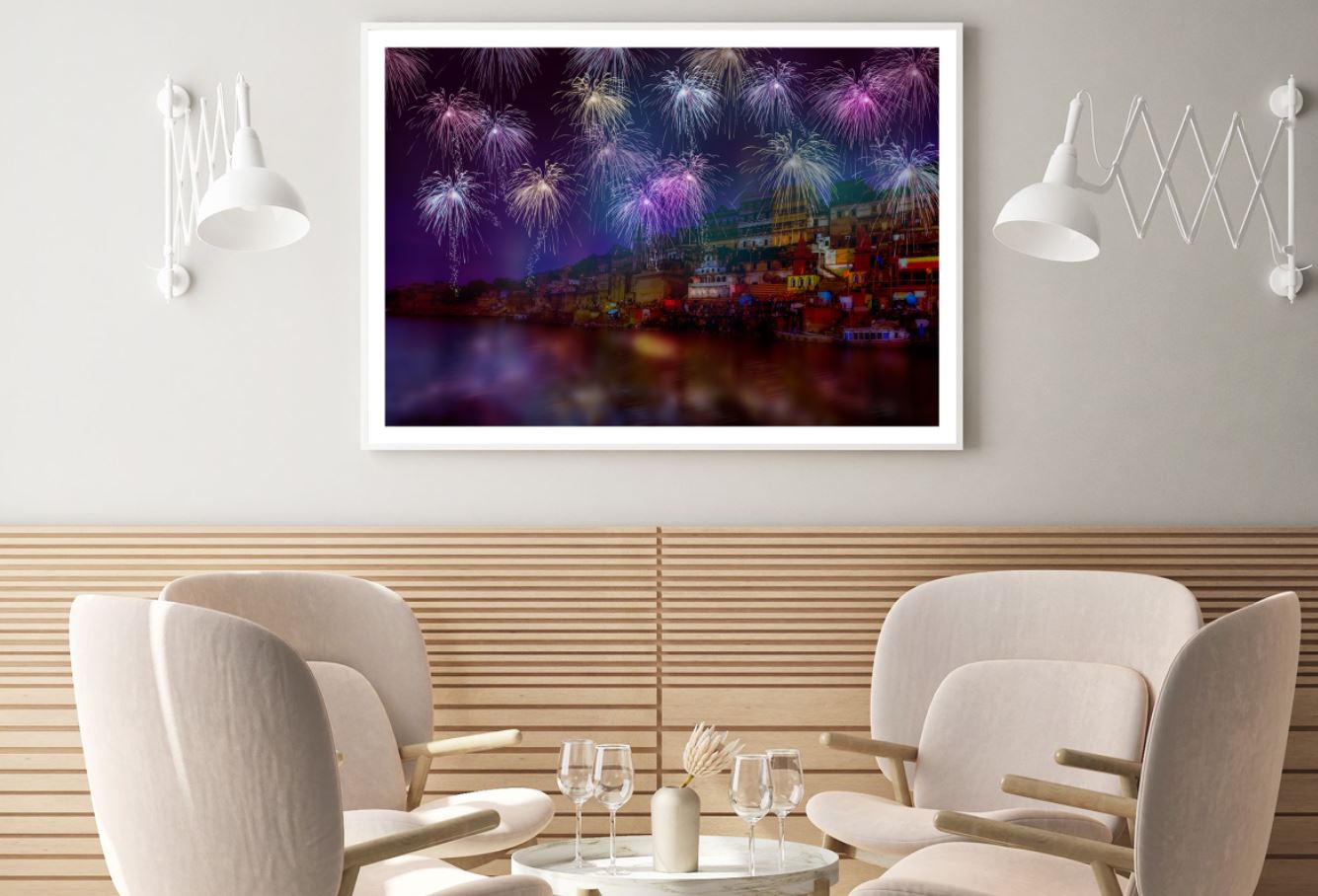 City & Fireworks Photograph Home Decor Premium Quality Poster Print Choose Your Sizes