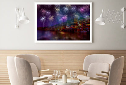 City & Fireworks Photograph Home Decor Premium Quality Poster Print Choose Your Sizes