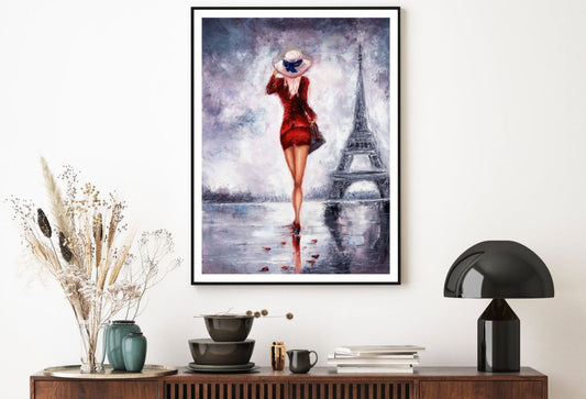 Girl & Eiffel Tree Watercolor Painting Home Decor Premium Quality Poster Print Choose Your Sizes