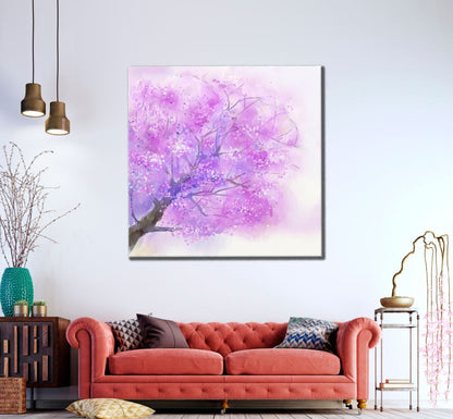 Square Canvas Pink Flower Tree Painting High Quality Print 100% Australian Made