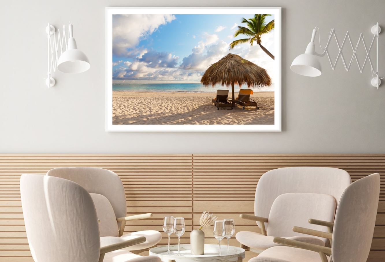 Beach hut on Shore Photograph Home Decor Premium Quality Poster Print Choose Your Sizes