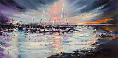 Boats on Sea Oil Painting Print 100% Australian Made