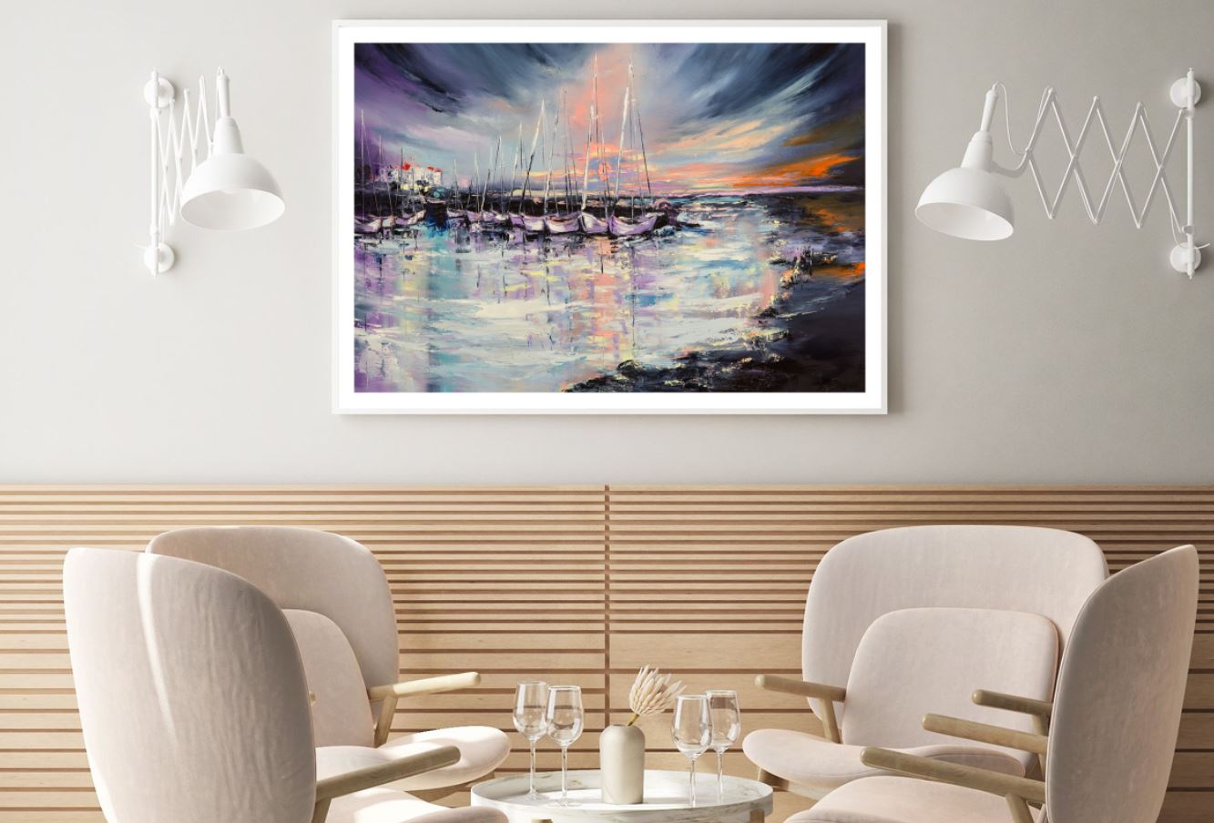 Boats on Sea Oil Painting Home Decor Premium Quality Poster Print Choose Your Sizes