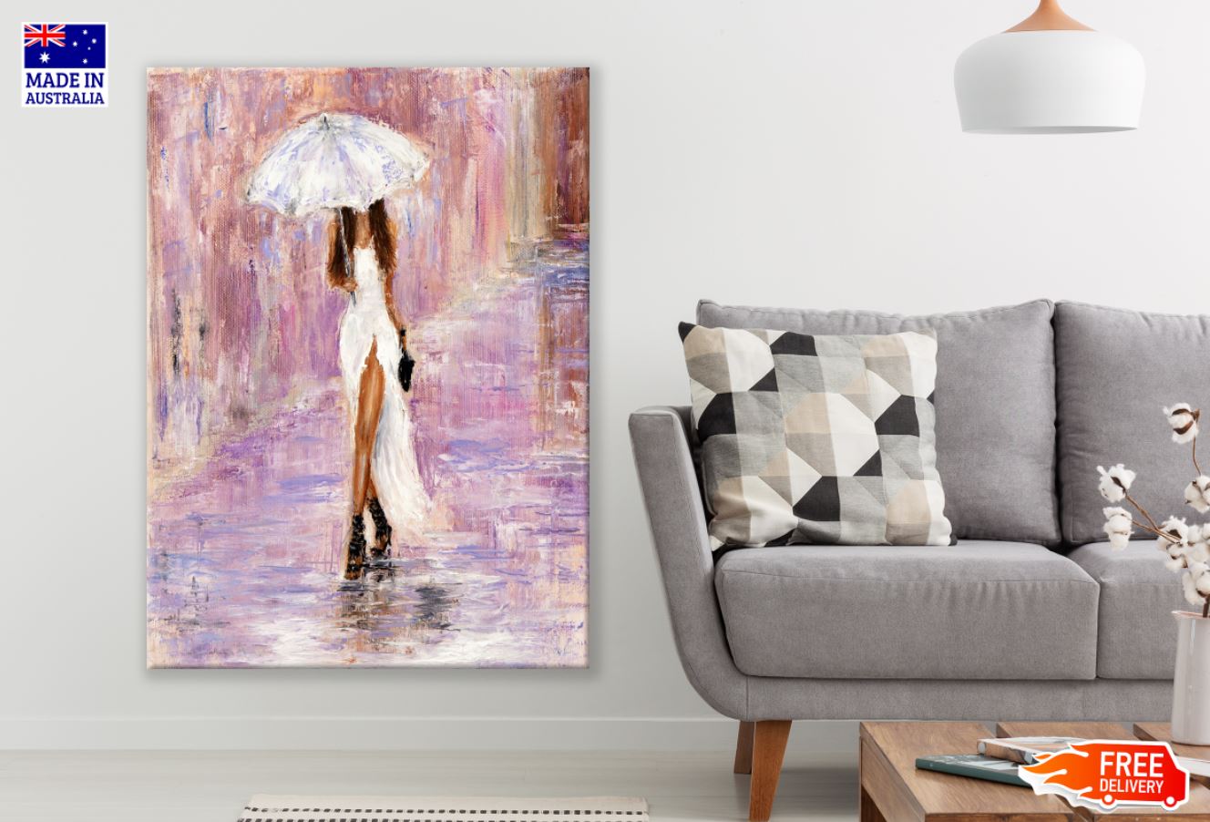 Girl with Umbrella Watercolor Art Print 100% Australian Made