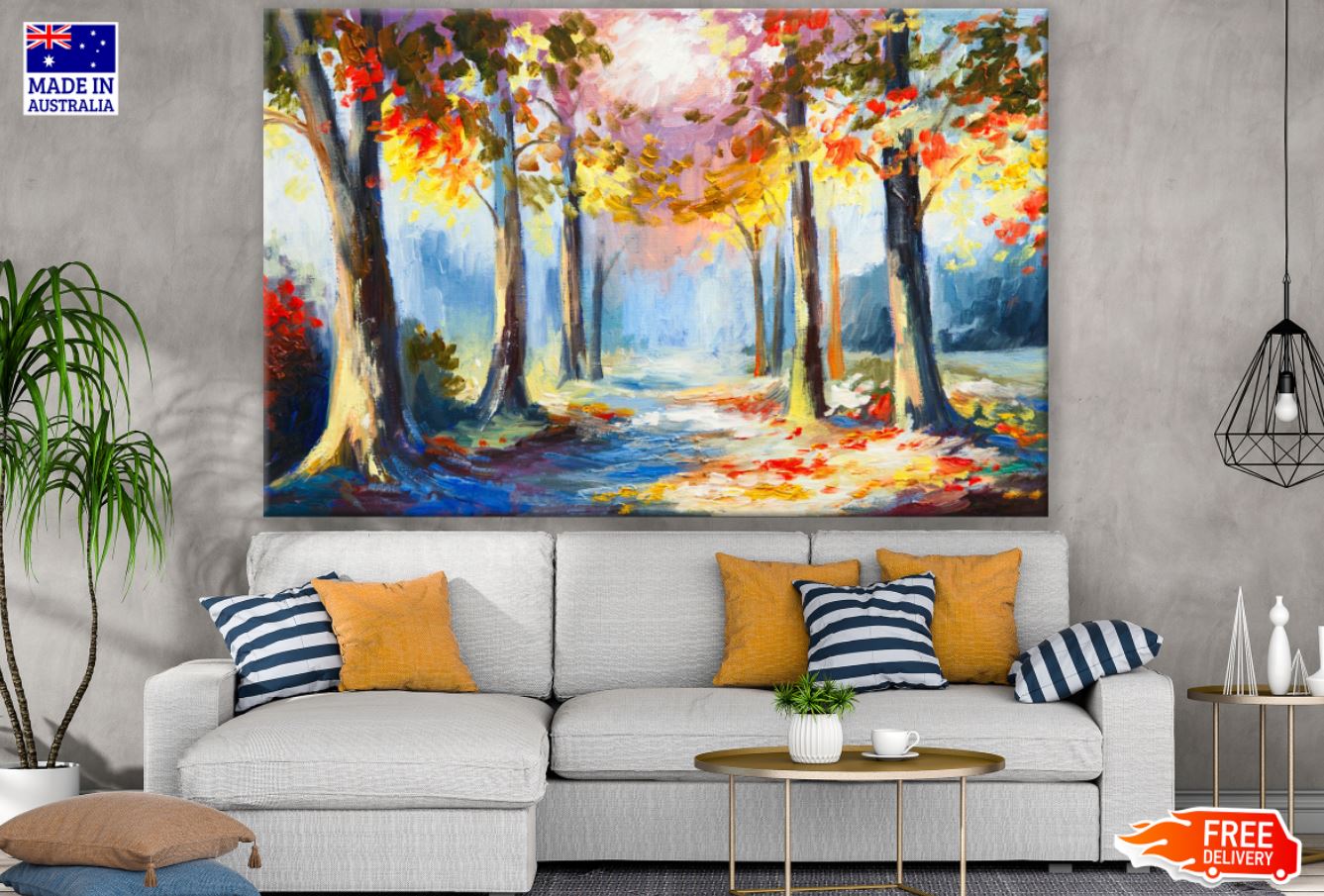Colorful Forest Oil Painting Print 100% Australian Made