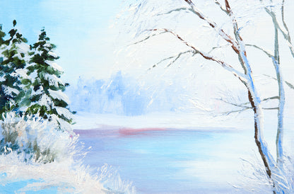 Snow Covered Forest Oil Painting Home Decor Premium Quality Poster Print Choose Your Sizes