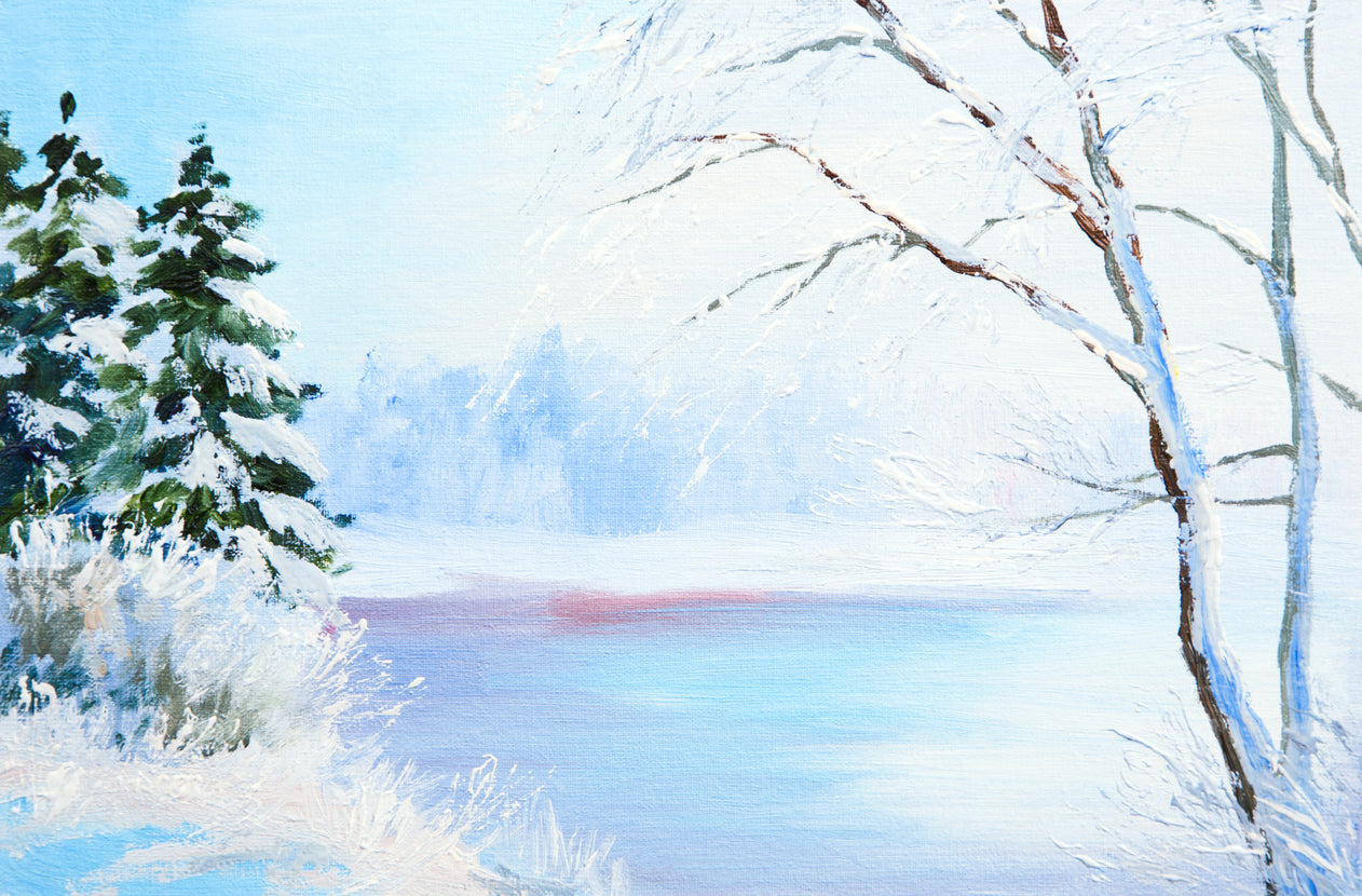Snow Covered Forest Oil Painting Print 100% Australian Made