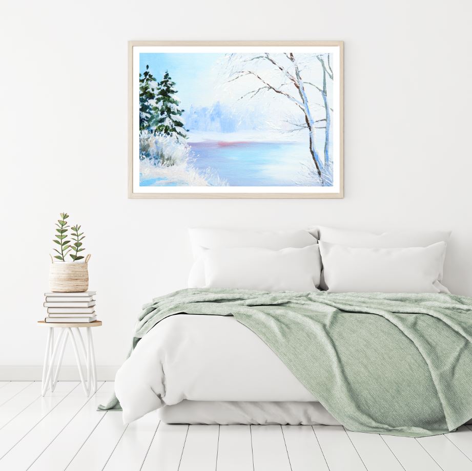 Snow Covered Forest Oil Painting Home Decor Premium Quality Poster Print Choose Your Sizes