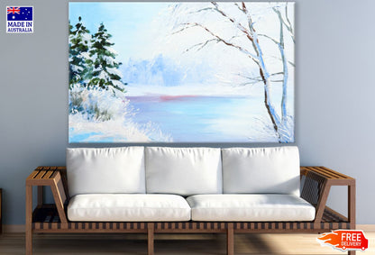 Snow Covered Forest Oil Painting Print 100% Australian Made