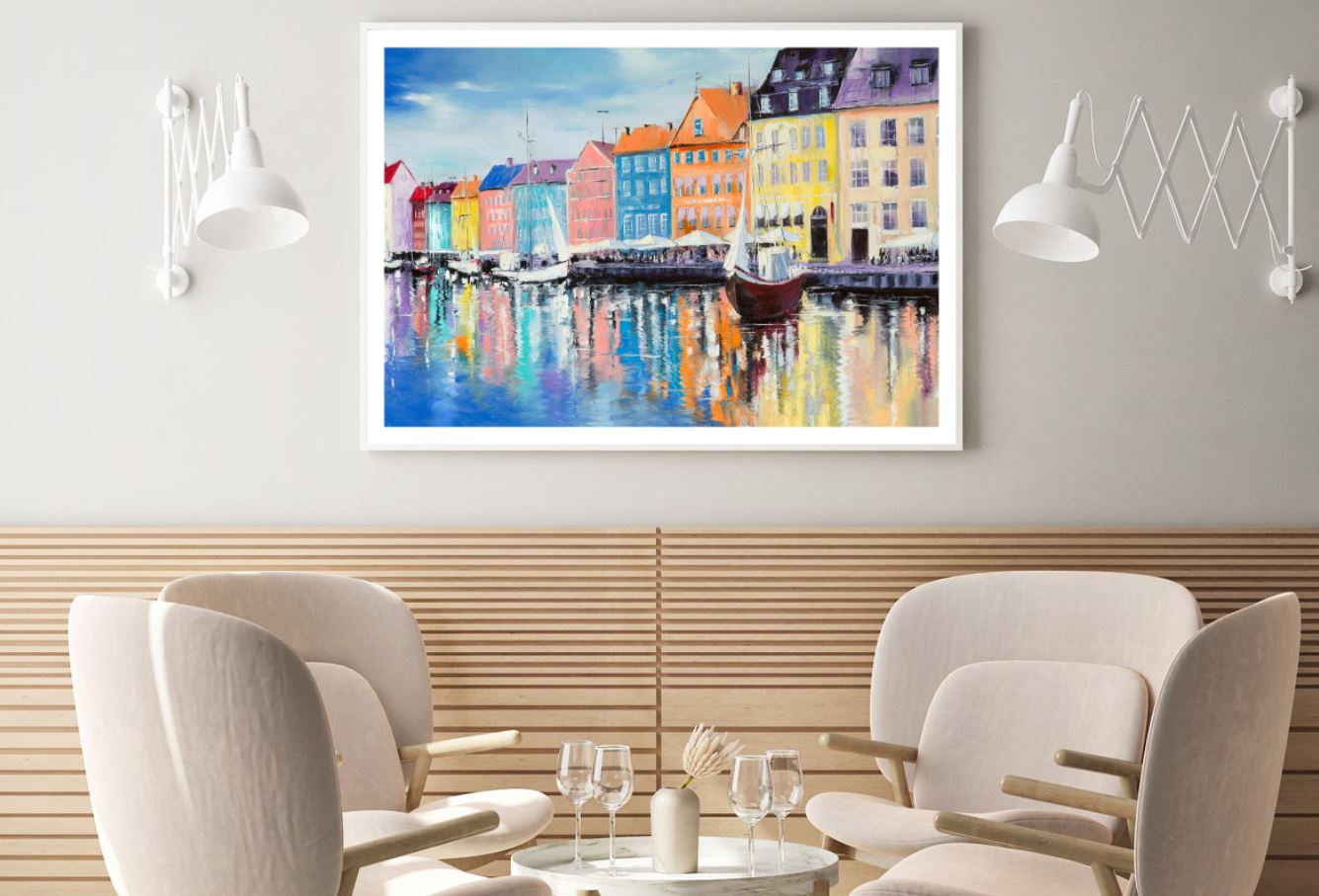 Boats on Canal & Buildings Paint Home Decor Premium Quality Poster Print Choose Your Sizes