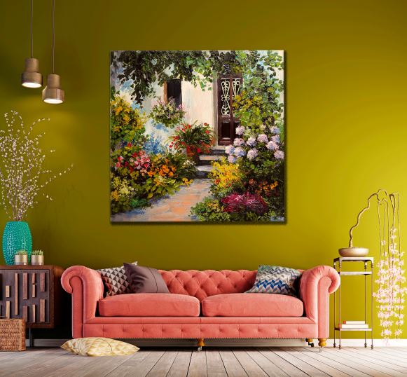 Square Canvas Colorful Flower Garden Oil Painting High Quality Print 100% Australian Made