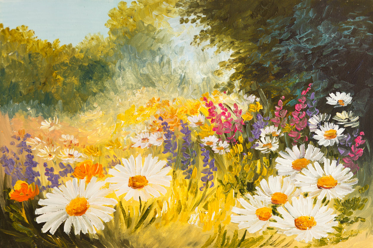 Colorful Flower Field Oil Painting Print 100% Australian Made