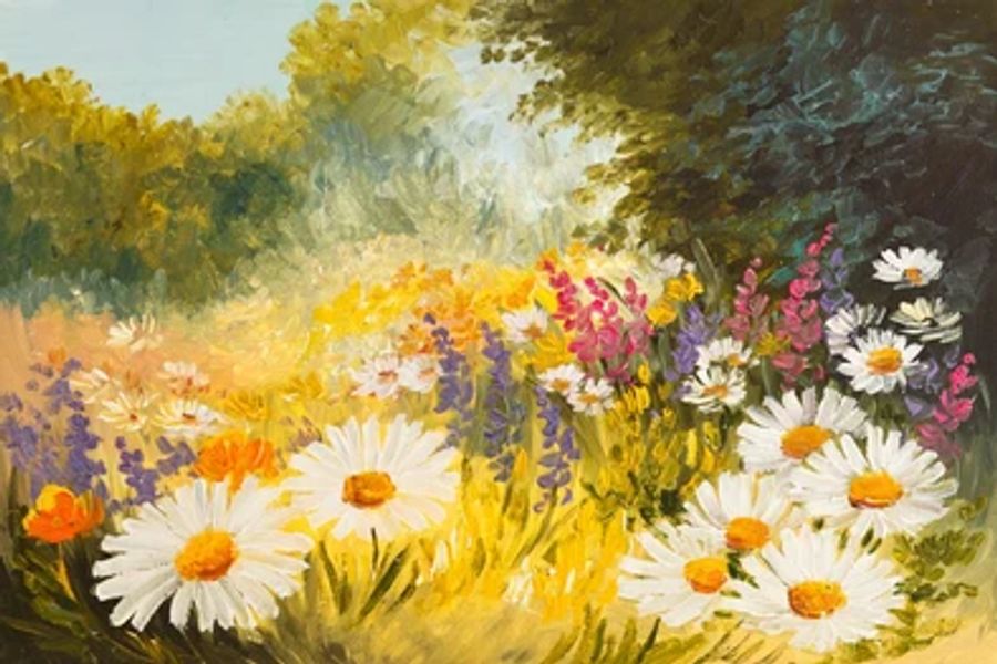 Flower Graden Oil Painting Print 100% Australian Made