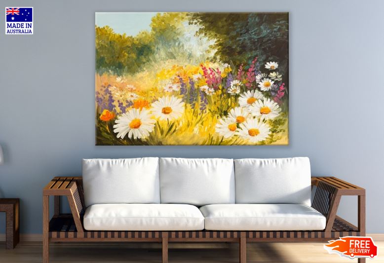 Flower Graden Oil Painting Print 100% Australian Made