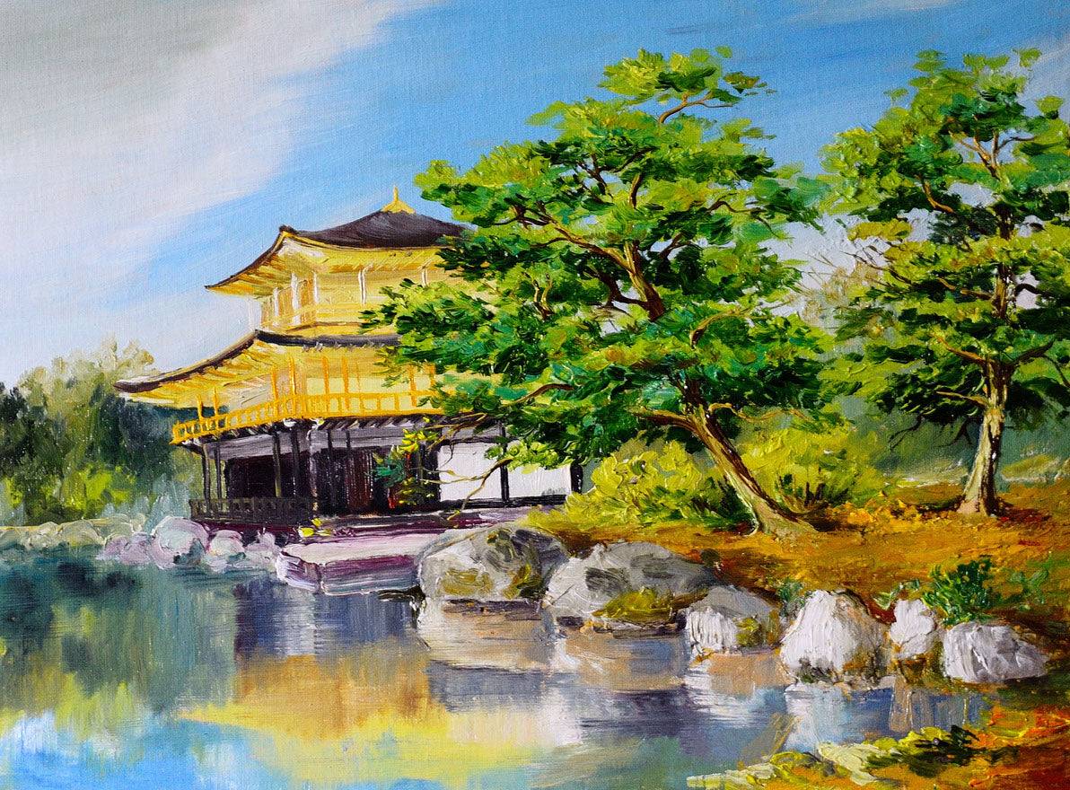 Japanese Palace Near Lake Paint Home Decor Premium Quality Poster Print Choose Your Sizes